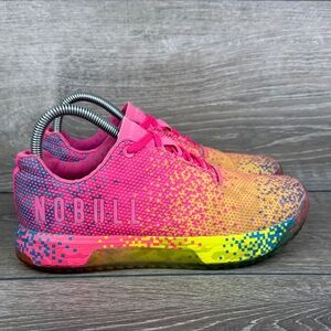 Nobull Impact Trainer Women’s Sz 7.5 Neon Glitch Pink Yellow Blue Low Sneakers